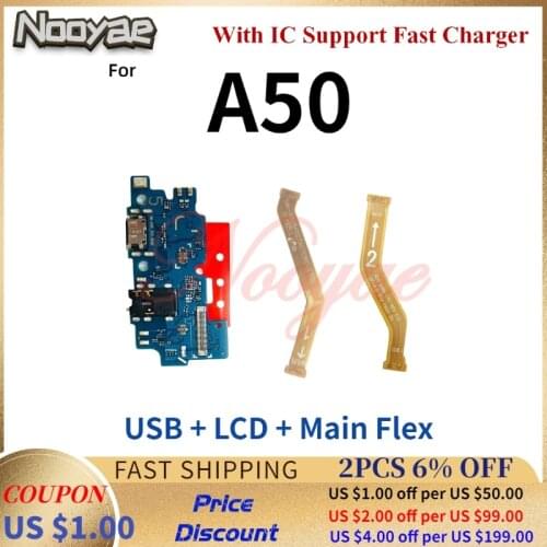 For Samsung Galaxy A50 A505F USB Charging Port Dock Plug LCD Connector Main Motherboard Flex Cable Microphone Board