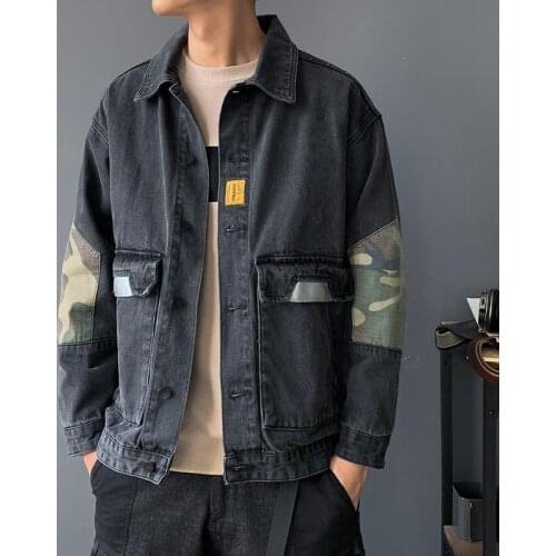 Spring Denim Coat Mens Loose Fashion Brand Camouflage Work Vintage Jacket Big Size Fat Trend Versatile Autumn Top Streetwear