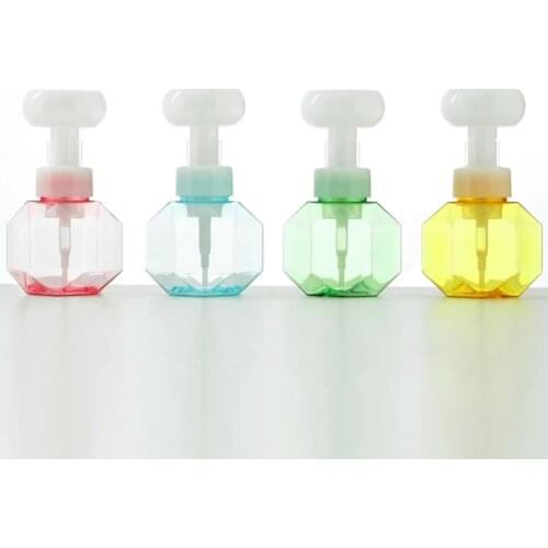 300ml Flower Foam Bottle Plastic Transparent Dispensing Bottle Mousse Liquid Dispenser Shower Gel Hand Soap Foam Foaming Pump