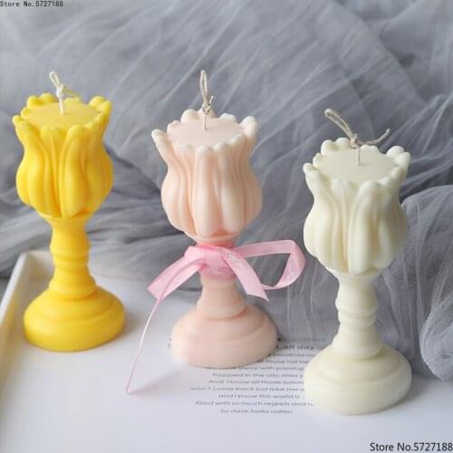 3D Tulip Shape Candle Mold Tulip Flower Handmade Silicone Wax Mold Making Molds for Candle Plaster Soap