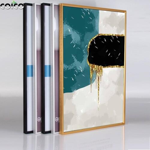 Picture Photo Frame with Marble Texture Poster Blue Black Gold Foil Wall Art Canvas Painting Abstract Modern Print Decor Prints