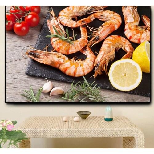 Seafood Grains Spices Vegetables Kitchen Cooking Canvas Painting Posters and Prints Cuadros Wall Art Food Pictures Living Room