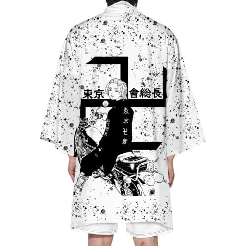 Japanese Anime Tokyo Revengers Kimono Coat Cosplay Costumes Hanagaki Takemichi Ken Ryuguji T-Shirt Cloak Jacket Haori Halloween