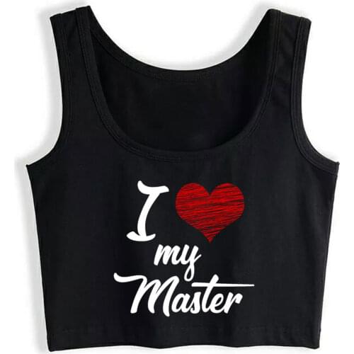 Crop Top Sport I Love My Master Bdsm Submissive Sub Slave Gift Humor White Custom Tops Women
