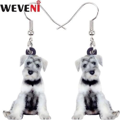 WEVENI Acrylic Novelty Cartoon Schnauzer Terrier Dog Earrings Drop Dangle Trendy Animal Jewelry For Women Girls Statement