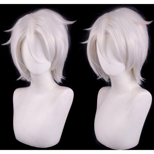 Anime The Case Study of Vanitas Halloween Cosplay Wig Synthetic Hair Short White Wigs For Party Adult