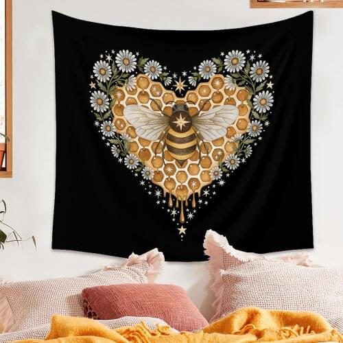 Cilected Ins Butterfly Flower Plant Tapestry Wall Hanging Black Background Cloth Moon Sun Tapestry For Farmhouse Decoration