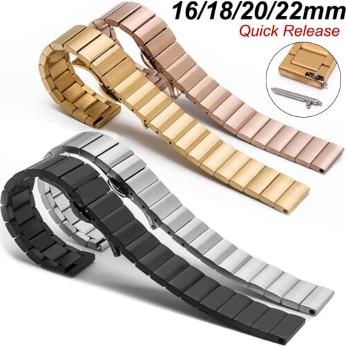 20/22mm Stainless Steel Watch Band for Samsung S3 Galaxy Watch3 41mm 45mm for HUAWEI GT 2 Pro Smart Watch Link Bracelet Strap
