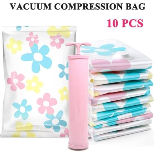11pcs/set Foldable Thickened Vacuum Compression Bags Closet Organizer Cover For Quilt Clothes Storage Square Travel Luggage