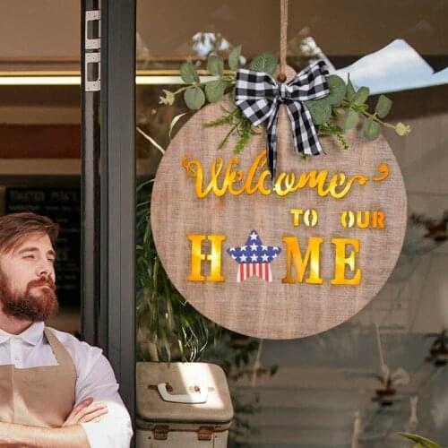 F2TE Interchangeable Home Sign for front Door Holiday Home Decor Sign with LED Light