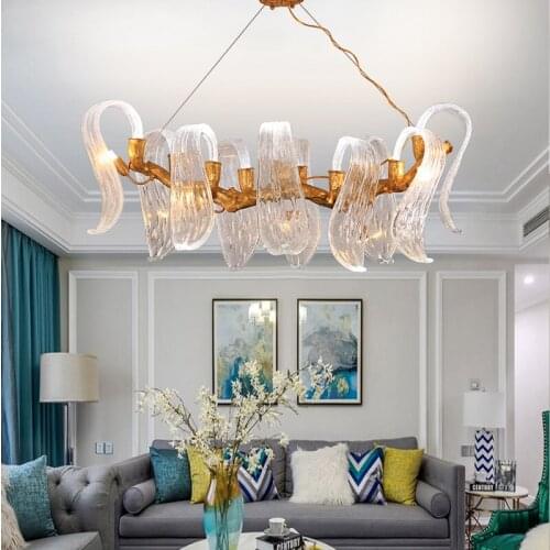 Modern European copper living room bedroom chandelier simple creative restaurant hotel villa light luxury crystal tree branches