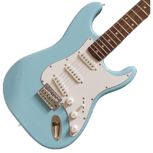 Stract Electric Guitar Blue Color White Board Silver Hardware Basswood Body High Quality Free Shipping
