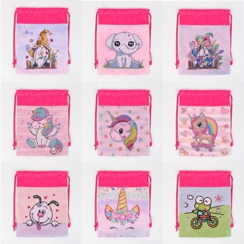 DIY Diamond Painting Drawstring Bag Foldable Canvas Bag Cloth Backpack Cute Animal Special Shaped Drill Embroidery Craft Gift