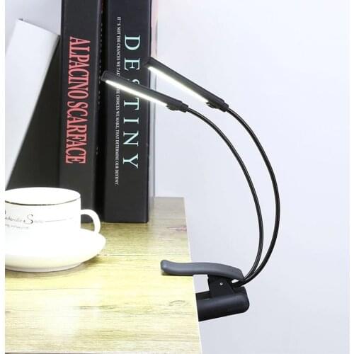 LED USB Book Light Reading Light Flexible Book Lamp Rechargeable Dimmer Clip Table Desk Lamp Portable Clip Light