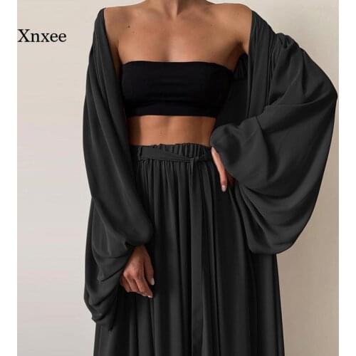 Spring Womens Fashion Casual Wrapped Pullover + Wide Leg Pants Sports Suit Elegant Loose Homewear Suit Soft Sportswear