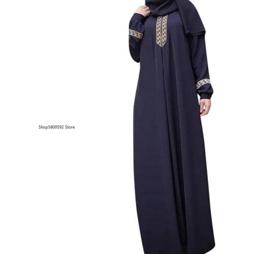 Women Plus Size Print Abaya Jilbab Muslim Maxi Dress Casual Kaftan Long Dress lace abaya muslim clothes hijab