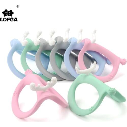 LOFCA 1pc Baby Silicone Wag Deer Teether BPA Free Food Grade Baby Silicone Teething Wag Bull Toys Baby Chew Charms Teether Gifts