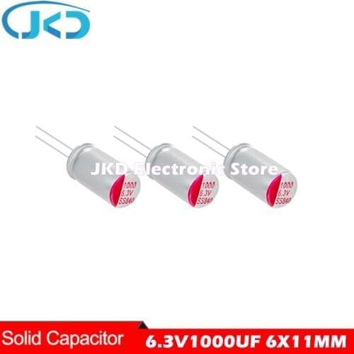 10PCS 6.3V 1000UF 6*11mm New Motherboard Graphics Card Solid Capacitor Low ESR 1000UF 6.3V High Quality