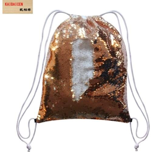 10pcs/Lot Subliamtion blank backpack sequins Drawstring bag For thermal/Heat transfer printing consumables 35cm*45CM