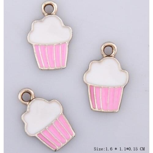 16*11MM DIY gold alloy enamel Ice cream charms for bracelet, metal Ice cream pendants dangle jewelry making findings components