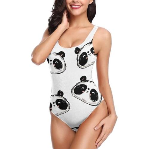 2021 Swimwear One Piece Swimsuit Women Backless Monokini Cute Panda Pattern (1) Swimsuit Sport Bodysuit Beach Bathing Suit Swim