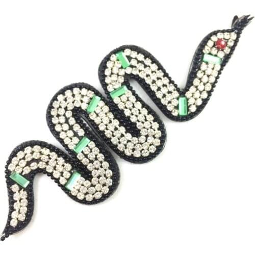 3pc Snake Beaded Patches Sew On DIY Accessorie Patch For Clothes Shoes Bags Appliques Parches AC1246