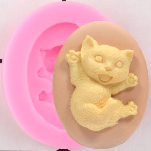 3D Cute Cat Cameo Silicone Mold Cupcake Topper Fondant Cake Decorating Tools Candy Resin Clay Mould Chocolate Gumpaste Moulds