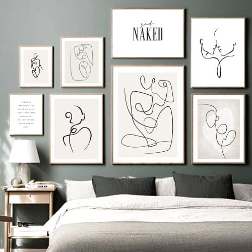 Abstract Line Drawing Nude Body Wall Art Canvas Painting Nordic Posters And Prints Modern Decoration Pictures For Living Room