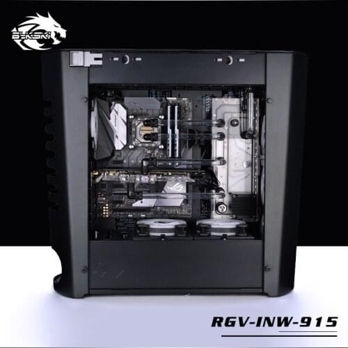 BYKSKI Acrylic Board Water Channel Solution use for IN WIN 915 Computer Case for CPU and GPU Block / 3PIN RGB / Combo DDC Pump