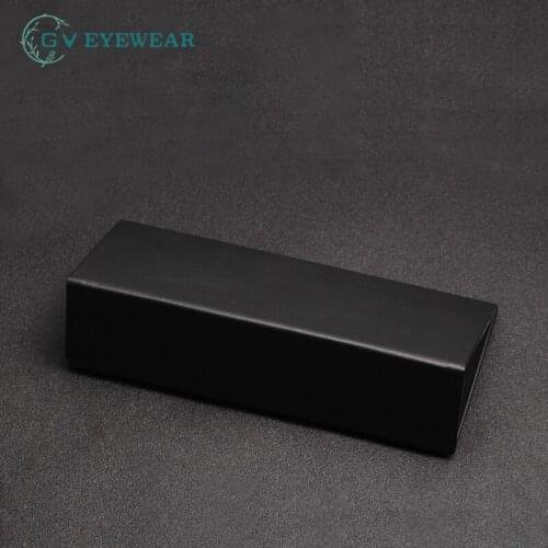 Pure black high-grade PU leather, original personality triangle folding myopia glasses case, lightweight, compact and easy store