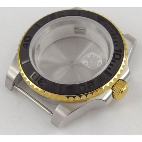40mm Insert Black Ceramic Bezel Watch Case Sapphire Glass Solid/Seeing CaseBack Fit NH35A MIYOTA 8215 821A 8205 MOVEMENT