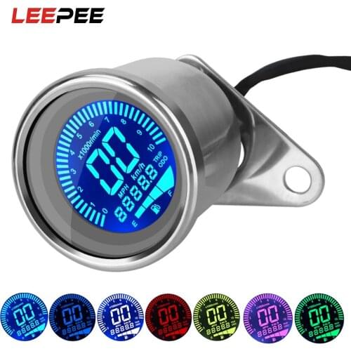 LEEPEE Motorcycle Digital Speedometer Universal Scooter ATV Meter Fuel Meter LED LCD Tachometer Indicator Retro LCD Odometer