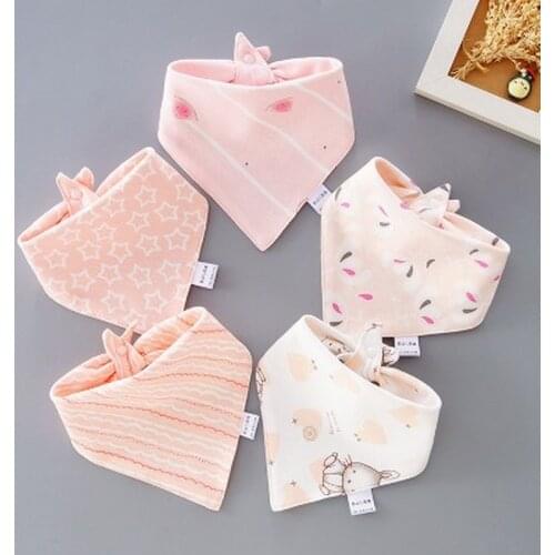 Baby Bibs Triangle Double Cotton Bibs 5 pieces/lot Cartoon Print Saliva Towel Baby Boys Girls Feeding Apron Cotton Bandana Bibs