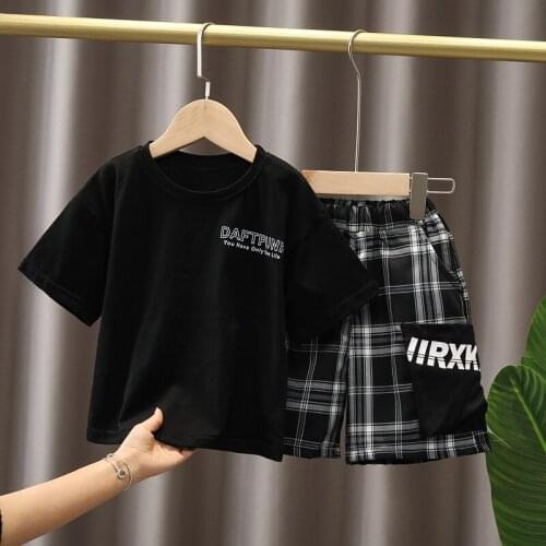 Kids Casual Cartoon Clothing Suits Boys Girls Summer Cotton Short Sleeve Clothing Sets Suit Boys T-Shirt And Shorts 2PCS Set