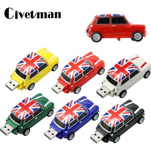 New USB Flash Drive England Mini Cooper Car 256GB Pendrive 4GB 8GB 16GB 32GB 64GB 128GB USB Stick Pen Drive Memory Disk Storage