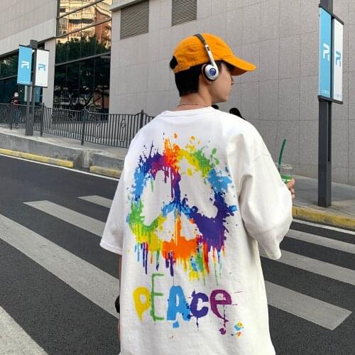 Korean Hip Hop Punk T Shirt Man Harajuku Rock T-shirt Funny Male Casual 2021 Summer Oversized Tshirt Streetwear White Top Tees
