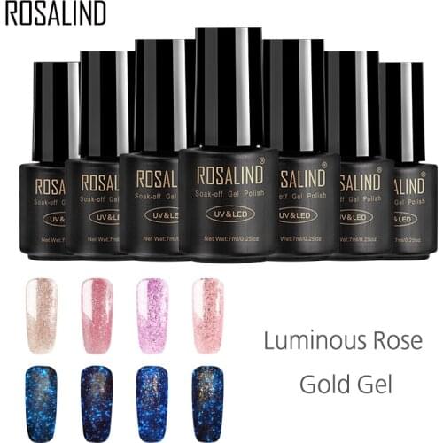 ROSALIND Gel 1S Gel Nail Polish Luminous Effect Rose Gold Gel Varnish Semi permanent Nail Art UV&LED Gel Lacquer