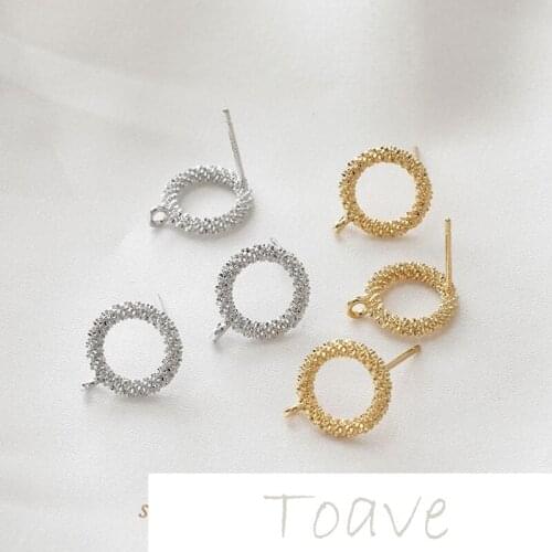 14K gold bag color preserving white K round batch flower round diy earrings hand-made material accessories