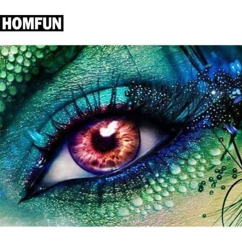 HOMFUN Full Square/Round Drill 5D DIY Diamond Painting "Colored eyes" Embroidery Cross Stitch 5D Home Decor Gift A00359
