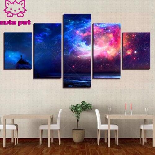 DIY diamond painting cross stitch Splendid starry sky scenery full mosaic diamond embroidery square round 5D handmade gift 5 pcs