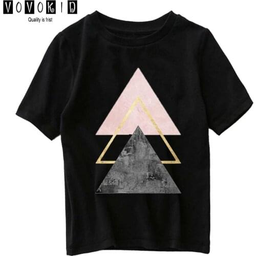 Beautiful Geometry Black Streetwear T-shirt Little Girl Boy Cute Cartoon Sweet Chlidren Summer Top Baby T Shirt Cartoon Shirt