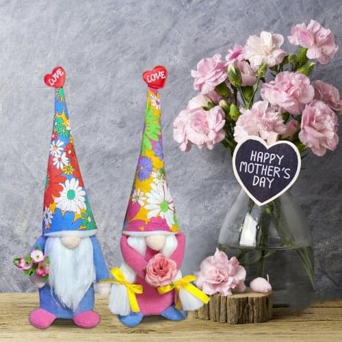 Mothers Day Faceless Doll Plush Toy Decoration Standing Post Cartoon Plush Doll Model Ornaments Miniature Holiday Home Decor