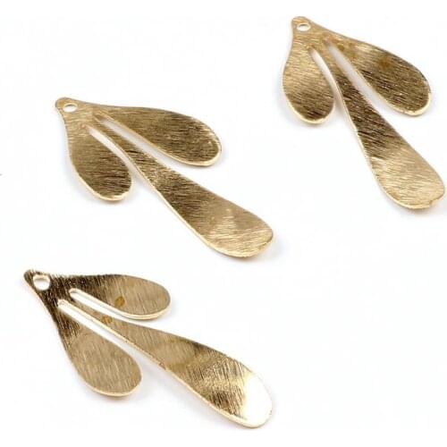 Brass Leaf Charms,Raw Brass Hammered Earring Findings,Textured Pendant, Fit For DIY Necklace,Brooch,35.5mmx18mm,-RB1059