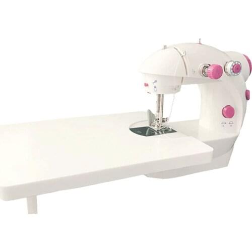 Mini Electric Household Sewing Machine Dual Speed Adjustment with Big Extension Table Double Threads 202A Pink Sewing Machine