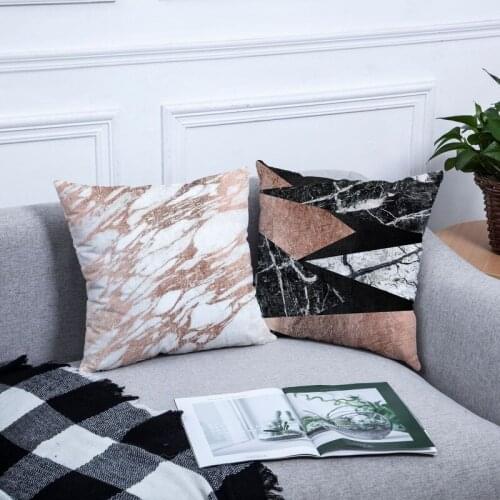 Marble Throw Pillow Geometric Rose Gold Foil Pillowcase Office Car Seat Cushion pillow case