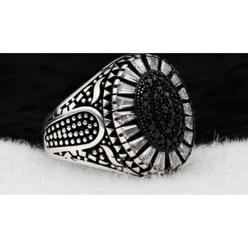 Silva 925 Sterling Silver Ring for Men Zircon Stone S925 silver fashion Jewelry Gift Mens Rings All sizes