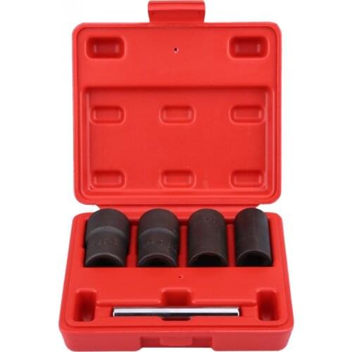 5Pcs Twist Socket Set Locking Wheel Nut Bolt Stud Extractor Removers 17mm 19mm 21mm 22mm Socket carbon steel