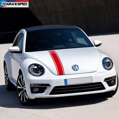 Car Hood Bonnet Sticker For Volkswagen-Beetle Racing Sport Stripes Auto Engine Cover Decor Vinyl Decals Exterior Accessories