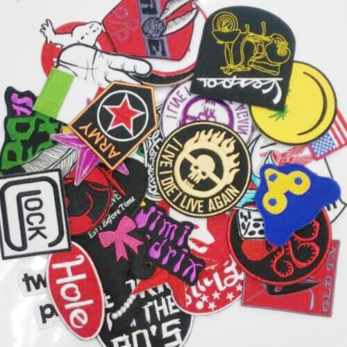 Aanywell patch N7 WHOLESALE Lot 24 Mixed On skull cartoon Patch Sew Embroidered Hat Shirt DIY Music Rock Punk Metal