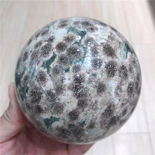 Natural Crystals Quartz Green Cherry Jasper Sphere Energy Reiki Healing Stones Ball Decoration Gemstone